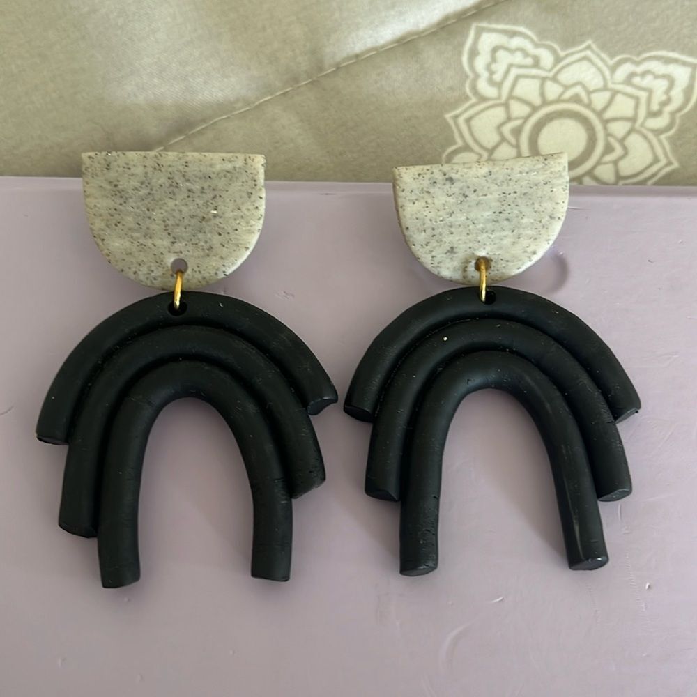 Black Clay Handmade Earrings